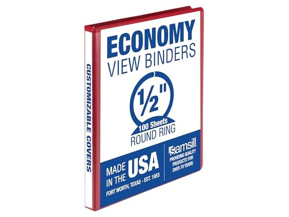 Samsill 0.5 Inch 3 Ring Binder - Red