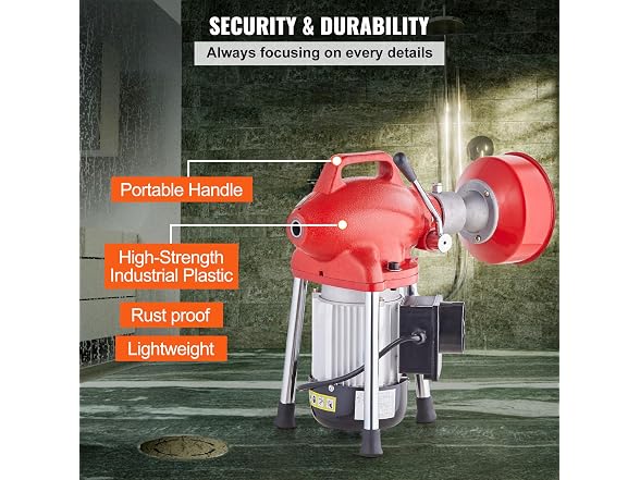 Drain Cleaner Machine 120FT x 5/8 Inch, 370W