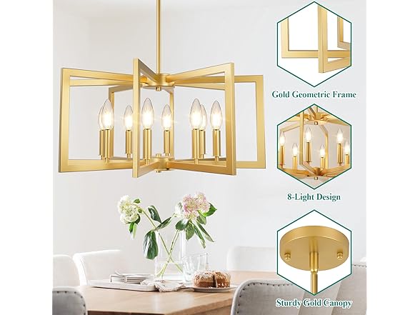 8-Light Chandelier, Farmhouse Dining Room Light Fixture