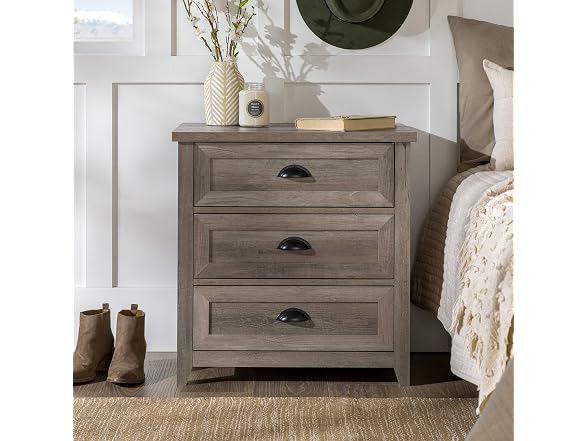 Walker Edison Hazel Modern Farmhouse 3 Drawer Nightstand