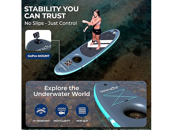 SereneLife 10’6” Inflatable Stand-Up Paddle