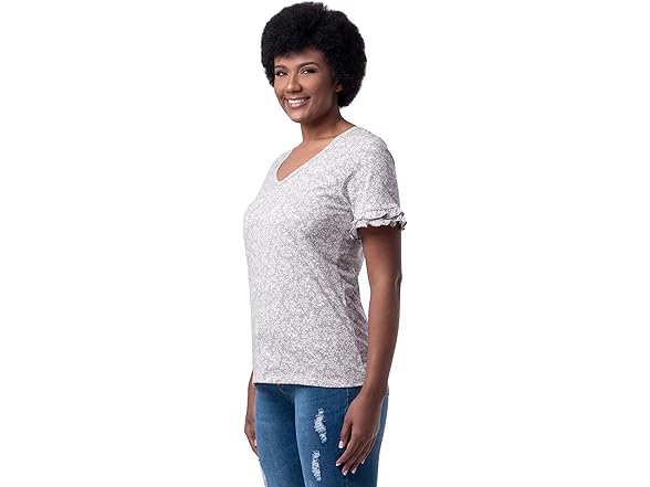 Lee Women's Grey/Berry V-Neck Tee (XL)