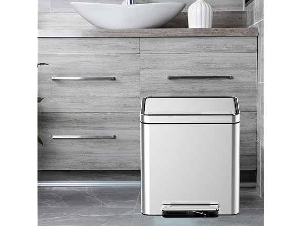 MOVECOM 2 x 4.8 Gal (2 x 18L) Dual Compartment Trash Can