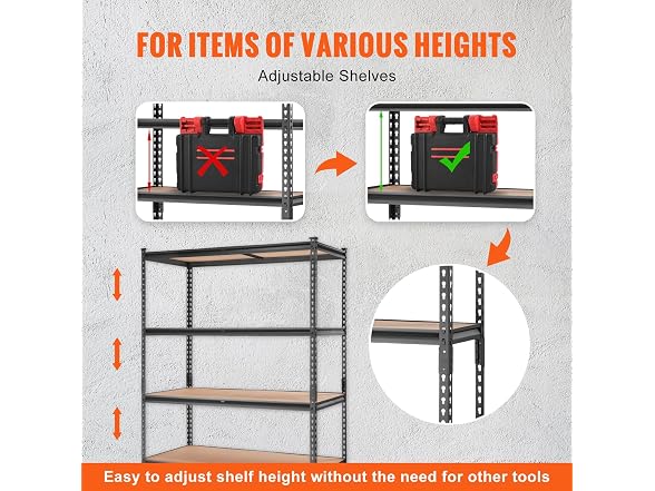 Storage Shelving Unit, 5-Tier Adjustable 48