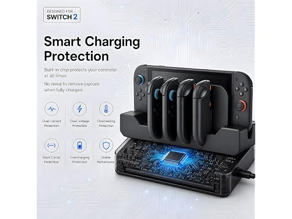 PORTHOLIC Switch 2 Charging Dock for Joycons