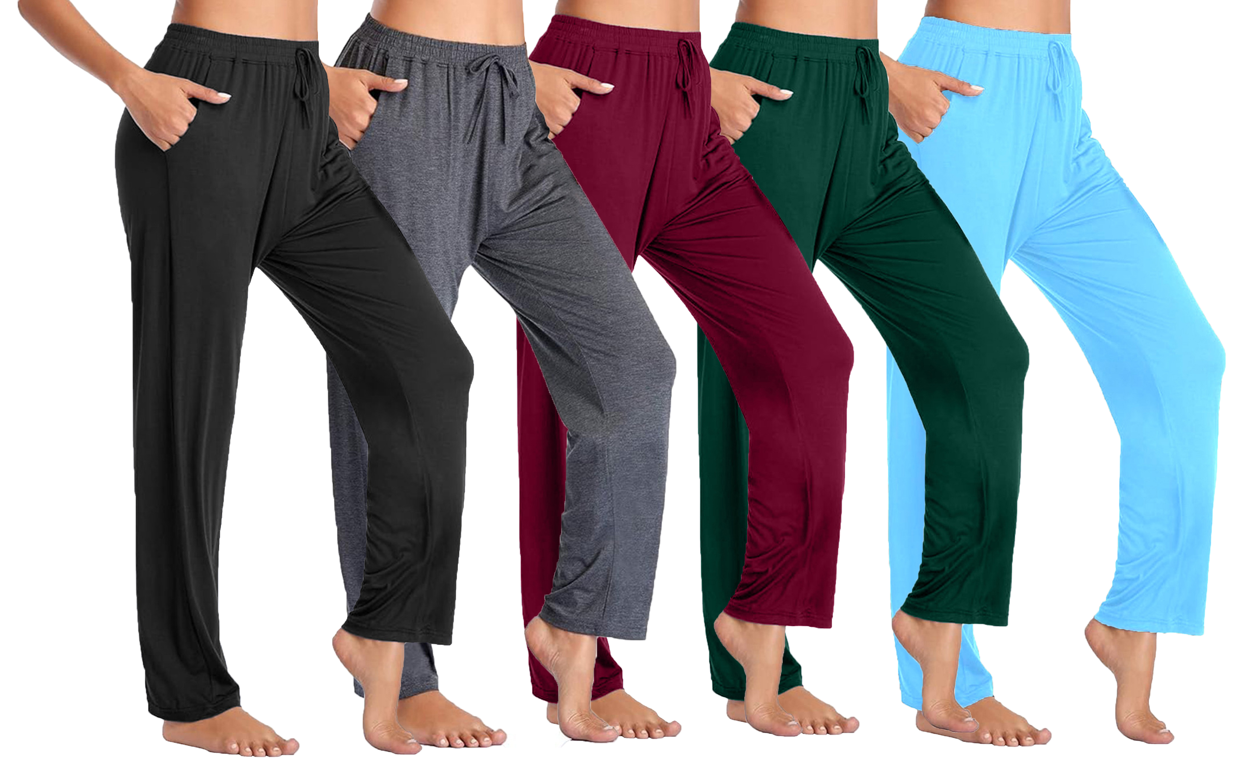 5Pk Womens Loose Fit Lounge Pants - Gallery 7
