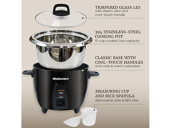 Elite Gourmet ERC2001BX 10-Cup Electric Rice Cooker