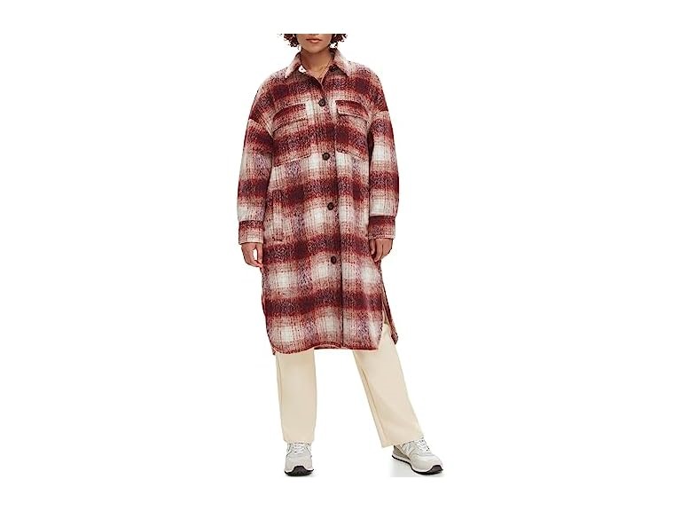 Levi's Women's Long Plaid Flannel Shirt Jacket