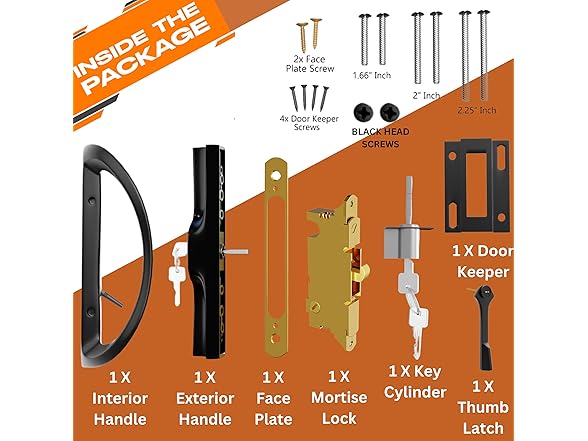 T-HAKEN  T-HAKEN Sliding Glass Door Handle Set w  