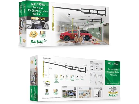 Barkan 63" Protective EV Charging Cable Wall Arm