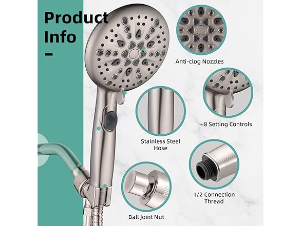 Cobbe High Pressure 9 Functions Shower Head