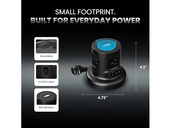 Wireless Retractable Power Strip Surge Protector