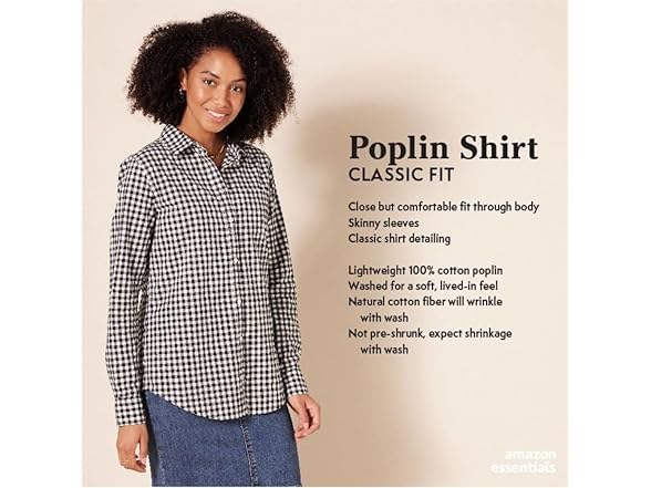 Amazon Essentials Women Classic-fit Poplin Shirt