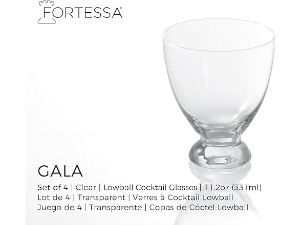 Fortessa Gala Glass, 11 Ounce Lowball Cocktail (Set of 4)