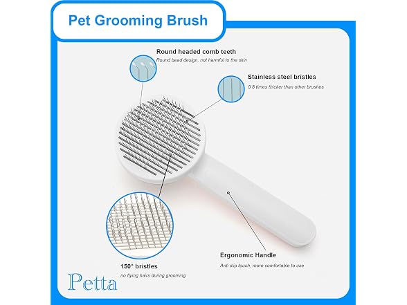 Cat Grooming Brush, Pet Brush with Release B