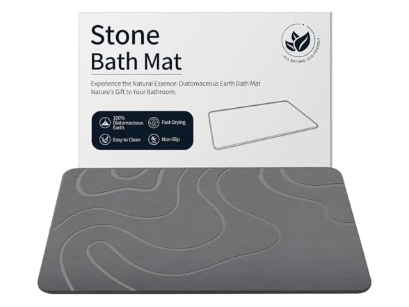 ZIKIBL Stone Bath Mat | 24''x16'' Grey