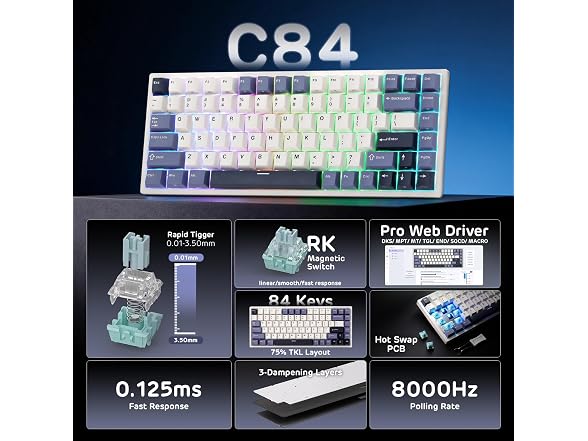 RK C84 Rapid Trigger Gaming Keyboard