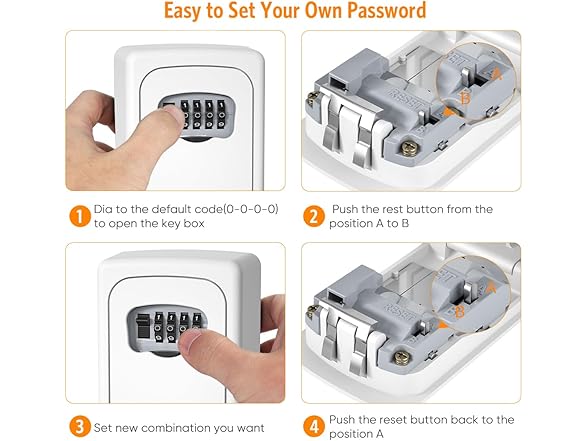 Key Lock Box Wall Mounted, White 2 Pack