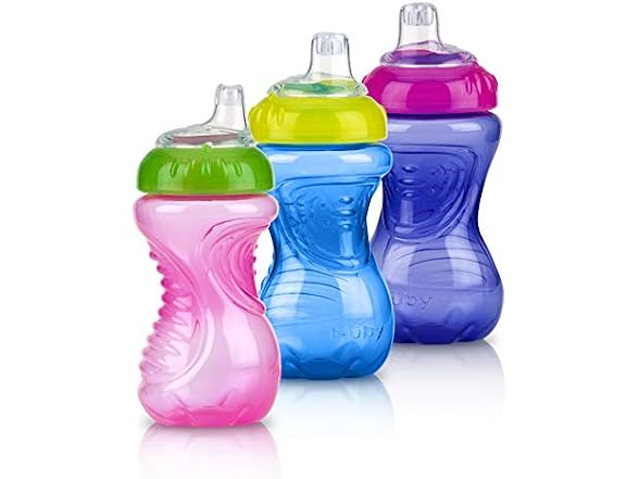 Nuby No-Spill Easy Grip Cup, 10 (Pink/Purple/Blue)