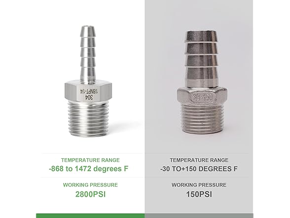 1/4 Barb x1/8 MNPT Adapter 5Pcs+Clamp