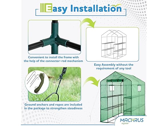 Ogrow Deluxe Walk-In Greenhouse 2 Tiers, 8 Shelves