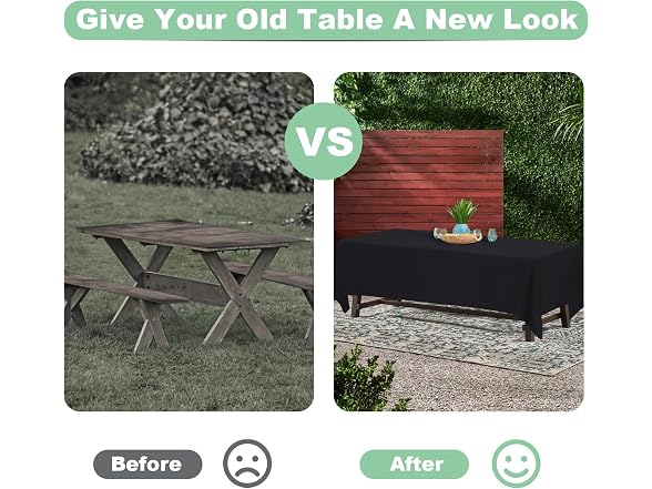 ABCCANOPY 2 Pack Rectangle Polyester Tablecloth Balck