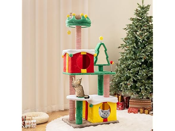 PETSITE 61 inch Christmas-Themed Cat Tree
