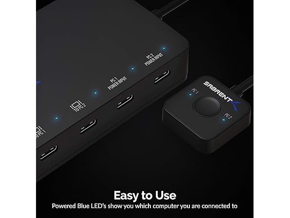 SABRENT 2-Port USB-C KVM Switch 60W PD