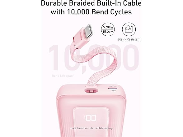 Anker Zolo Power Bank, 20,000mAh with Built-in Cable