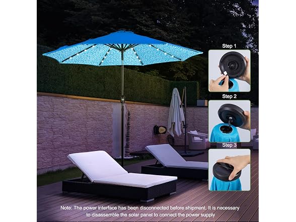 Backyard Expressions 9FT Solar Patio Umbrella Blue