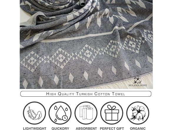 Turkish Beach Towel Oversized 37x72, Quick