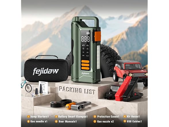 fejidaw Jump Starter with Air Compressor