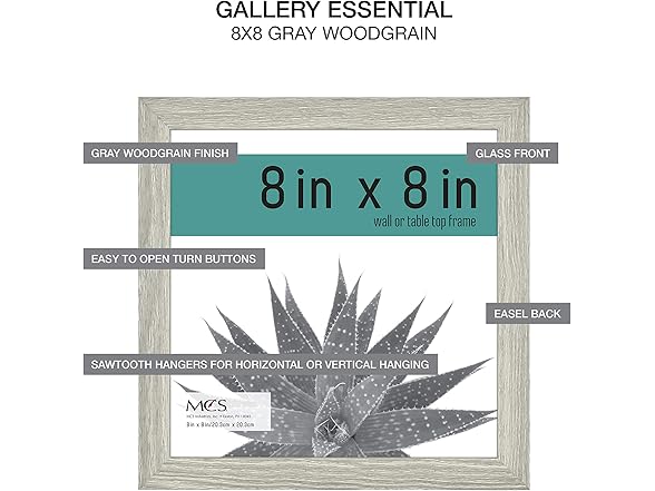 Picture Frame Set 8x8 Gray Woodgrain