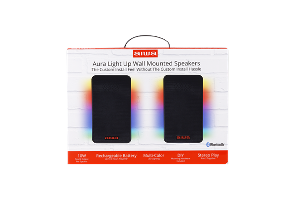 Aura Light Up Wall Mounted Speaker 2PK