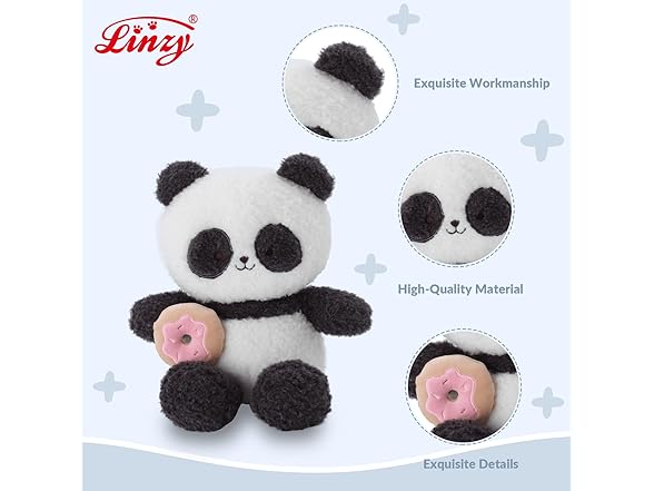 Linzy 10” Panda Stuffed Animal Holding Donut