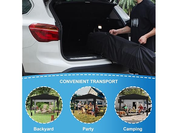 SANUMY 10x10 Pop Up Canopy – Easy Setup, Black