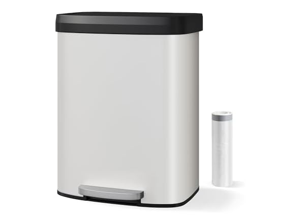 16 Gal/60L Stainless Steel Trash Can with Soft-Close