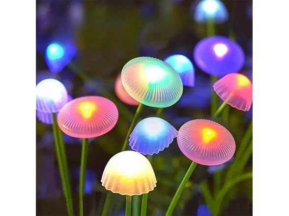 Slssqhz GAR-114 4pc Solar Mushroom Garden Lights RGB