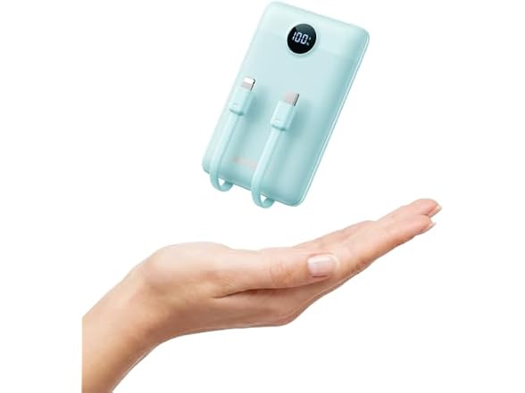 WeeFancy Mini 10000mAh Power Bank Built-In Cables