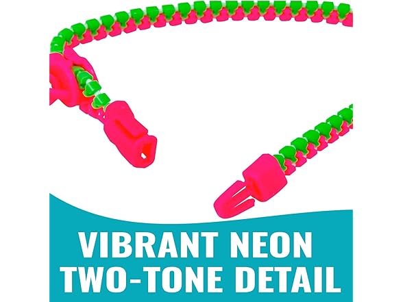 Fun Express Bright Two-Color Plastic Zipper Bracelet 12pc