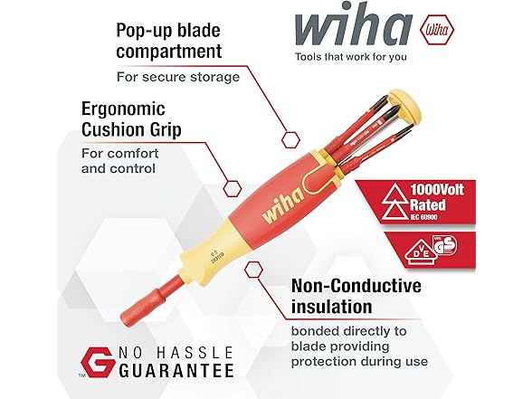 Wiha 28394 Insulated Slimline Driver Blade Set 7pc