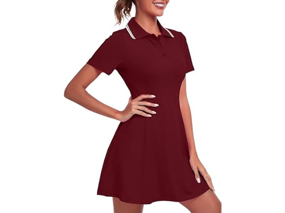 Fkeep Women Golf Dress Tennis Dresses (Black Dress