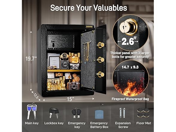ADIMO BGX-M/D-55L 2.1 Cuft Steel Home Safe