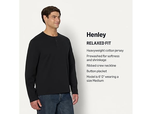 Men's Relaxed-Fit Long Sleeve Henley