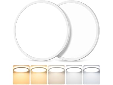 $17.99, Was $25.89, 30% Off! GoBright 12" 3200LM Dimmable LED Flush Mount Ceiling Lights dealfomo