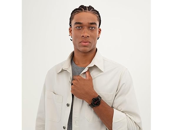 HUGO Mens Smooth Watch Ionic Plated Black Steel Bracelet 41mm