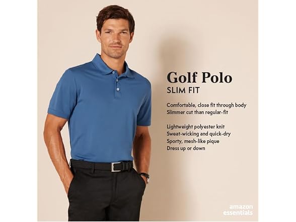 Amazon Essentials Mens SlimFit Golf Polo
