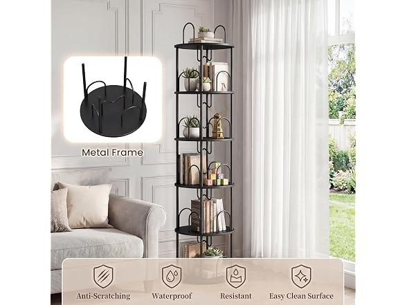 5 Tier Rotating Bookshelf, 360°