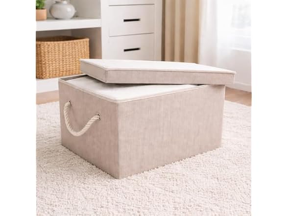 Sukkri Clay Storage Bins with Lids and Rope Handles, 2 PK