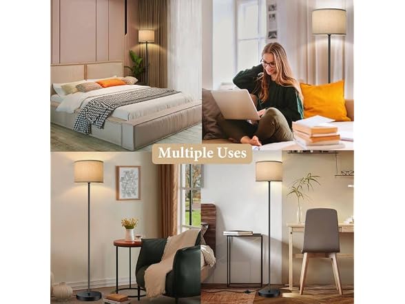 TOBUSA 65’’ Tall Floor Lamp for Bedroom with Grey Shade